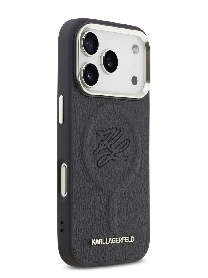 Накладка Lagerfeld для iPhone 18 Pro Max/17 Pro Max PU Debossed Initials Metal cam Hard (MagSafe), Navy (KLHMP18XPGFKLRDV). Фото 4