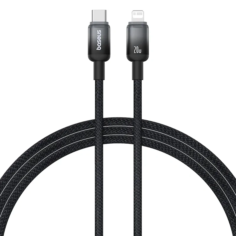 Кабель Baseus Discolor Series Fast Charging Cable USB-C to iP 20W 1m, Black (P10374901111-00). Фото 1