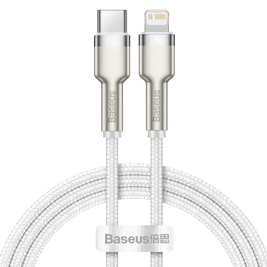 Кабель Baseus Cafule Series Metal Data Cable Type-C to iP PD 20W 2m, Белый (CATLJK-B02). Фото 1