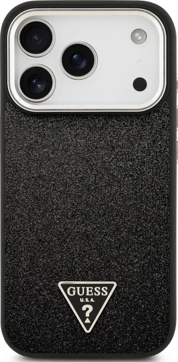 Накладка Guess для iPhone 17 Pro Fixed Glitters Tringle metal logo & Camera (MagSafe), Hard Black (GUHMP17LPFGTSCMK). Фото 3