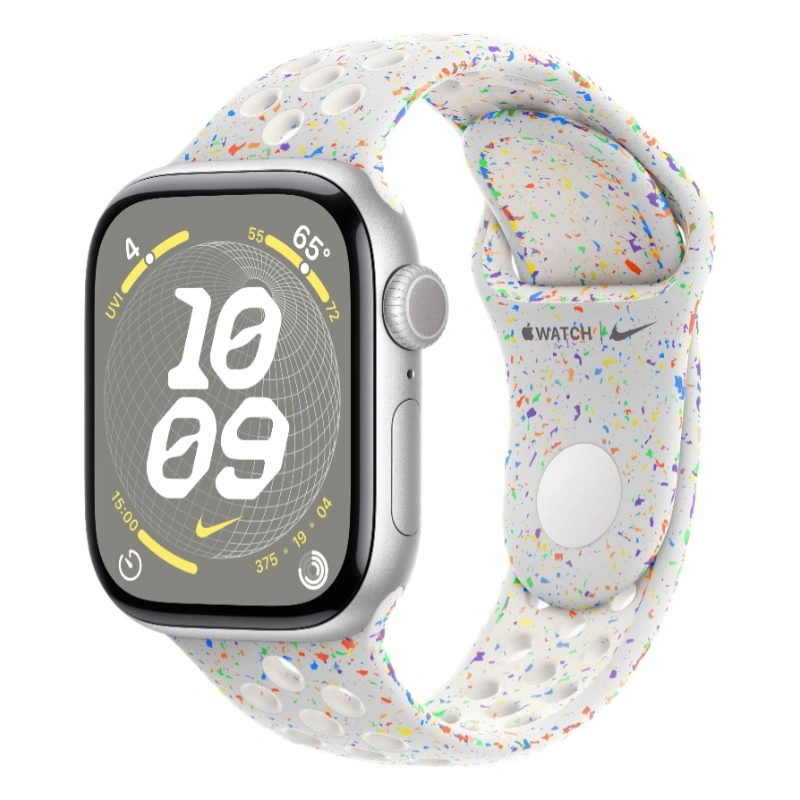 Apple Watch Series 10, 42 мм, серебристый алюминий, спортивный ремешок Nike цвета "Pure Platinum", S/M (MWWW3). Фото 1