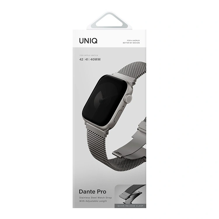 Ремешок Uniq для Apple Watch 38/40/41/42мм Dante PRO Stainless Steel Strap, Titanium Silver (42MM-DANPTSIL). Фото 3