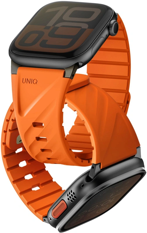 Ремешок Uniq FLUO Silicone Rubber для Apple Watch 44/45/49мм, Volt Orange (49-40MM-FLUOVORG). Фото 1
