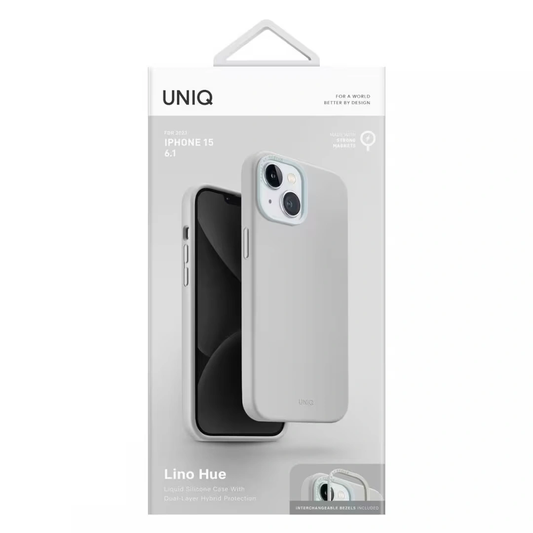 Накладка Uniq Lino для iPhone 15 with MagSafe Chalk Grey (IP6.1(2023)-LINOHMCGRY). Фото 5