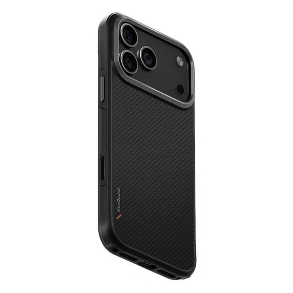 Накладка Uniq KEVA Aramid Fiber MagSafe для iPhone 17 Pro, Carbon Black (IP6.3P(2025)-KEVAMCBLK). Фото 2