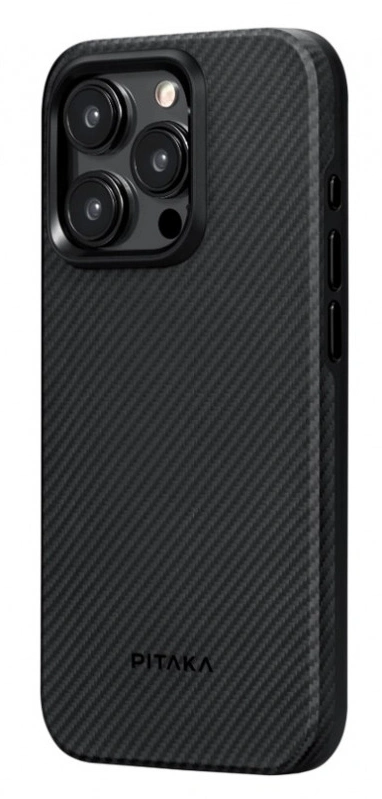 Накладка противоударная Pitaka MagEZ Case Pro 4 для iPhone 15 Pro Max, Чёрно-серая, арамид (KI1501PMPA). Фото 2