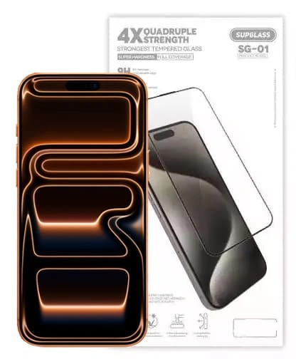 Защитное стекло SupGlass для iPhone 17 Pro Strongest Tempered Glass 3D SG-01, Чёрное. Фото 1