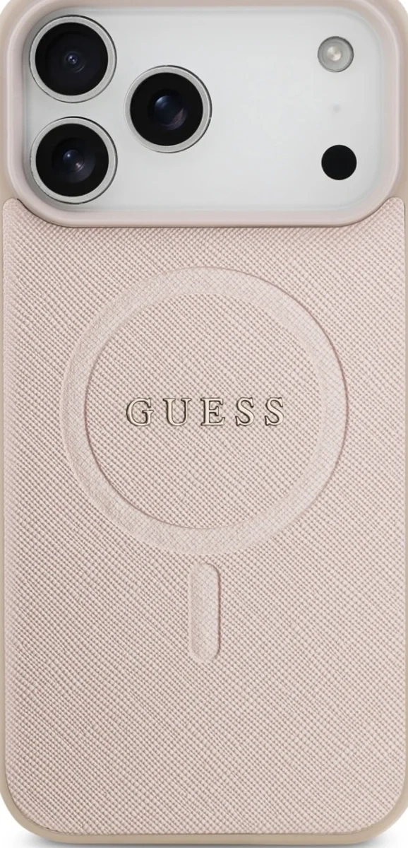 Накладка Guess для iPhone 17 Pro PU Saffiano with Classic metal logo (MagSafe), Hard Pink (GUHMP17LPSAHMCP). Фото 3