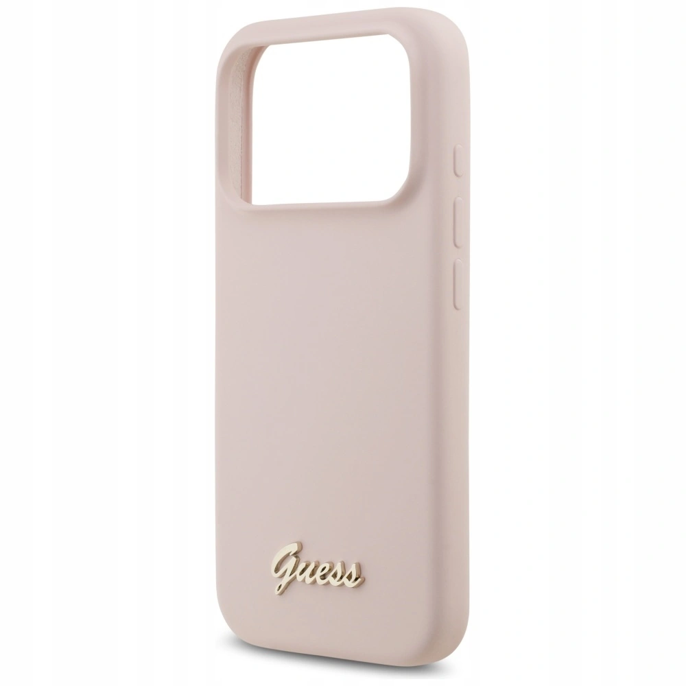 Накладка Guess для iPhone 17 Pro Liquid silicone Gold metal logo (MagSafe), Hard Pink (GUHMP17LSMBSLP). Фото 5