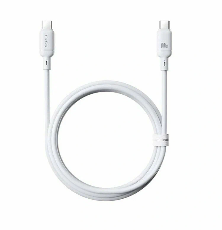 Кабель Baseus Silky Series Type-C to Type-C 100W 2м, Белый (P10377704213-01). Фото 1