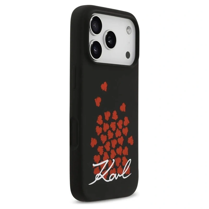 Накладка Lagerfeld для iPhone 17 Pro Max Liquid Silicone Hearts Hard (MagSafe), Black (KLHMP17XSMHBKSOK). Фото 5