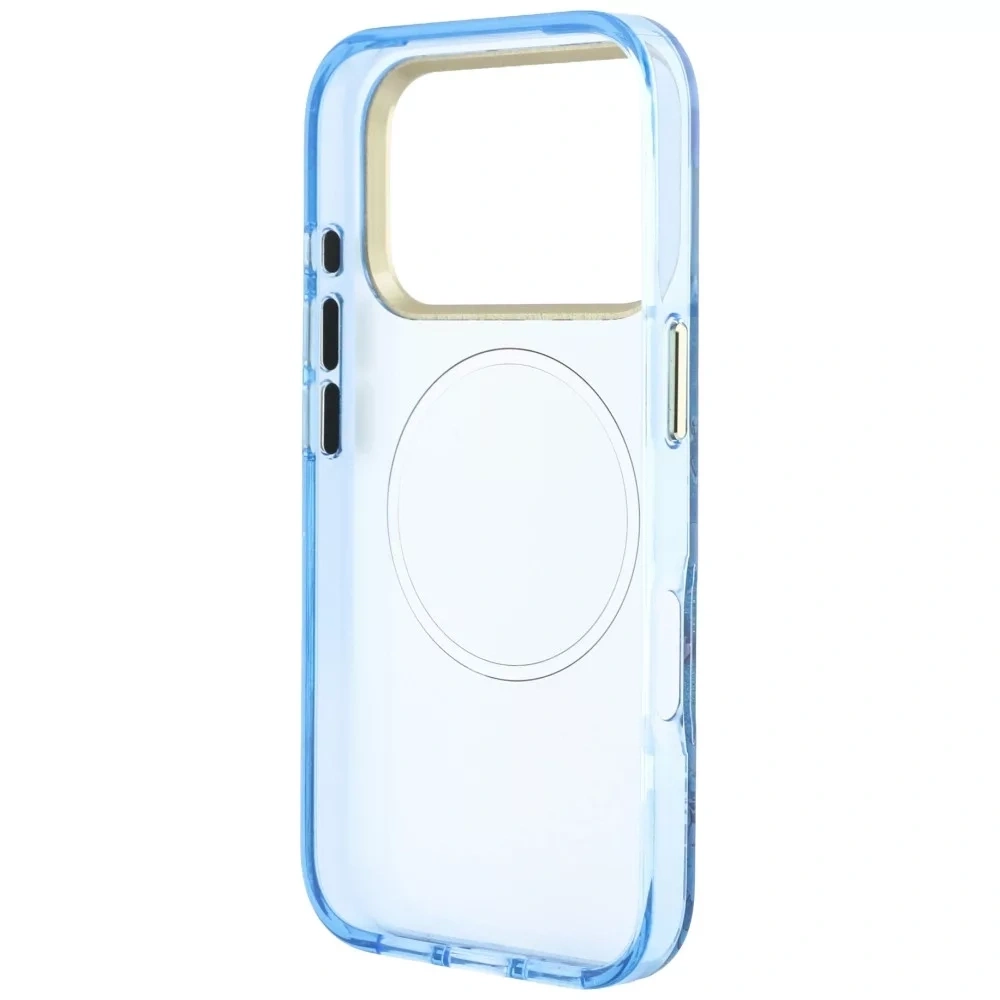 Накладка Guess для iPhone 18 Pro / 17 Pro IML Glitter Flowers Roses Metal Logo&Cam Hard (MagSafe), Light Blue (GUHMP18L6HTBGSLB). Фото 6