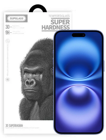 Защитное стекло SupGlass для iPhone 16/15 Tempered Glass Super Hardness 3D XC-11, Чёрное. Фото 1