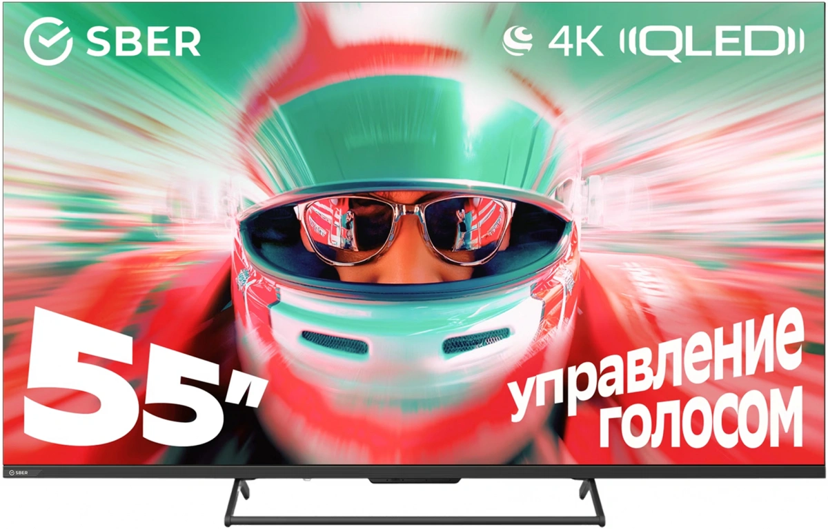Телевизор Sber 55" Салют ТВ QLED 4K 2026, Чёрный (SDF-55UQ7000MBA). Фото 1