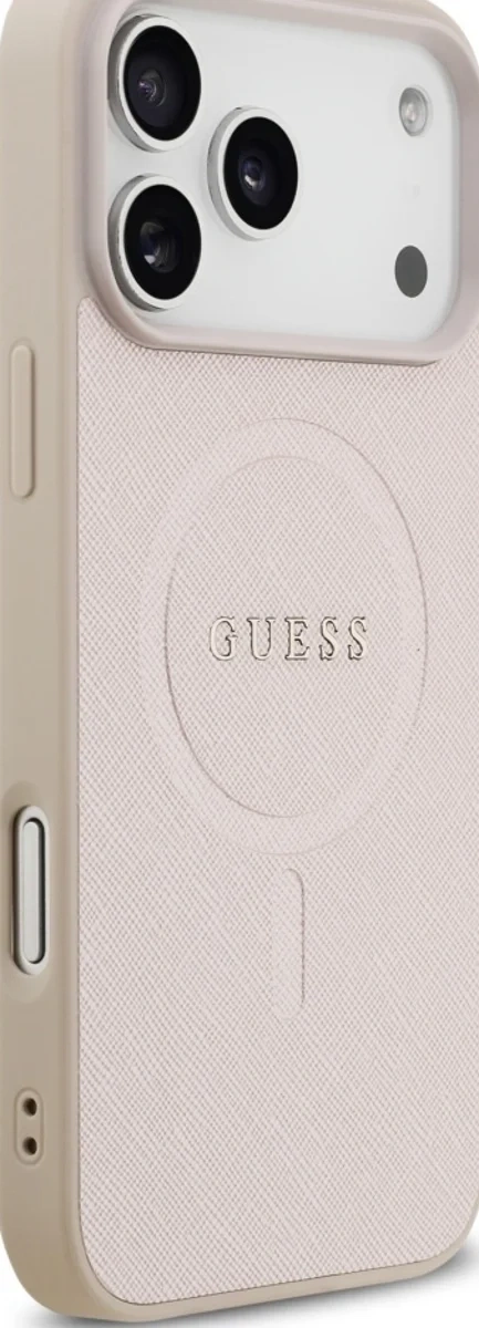 Накладка Guess для iPhone 17 Pro PU Saffiano with Classic metal logo (MagSafe), Hard Pink (GUHMP17LPSAHMCP). Фото 4