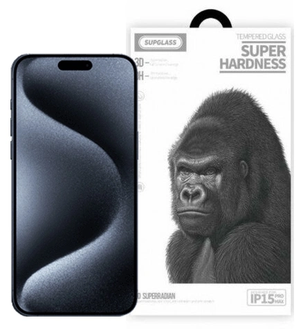 Защитное стекло SupGlass 3D XC-11 для iPhone 15 Pro Max, Чёрное. Фото 1