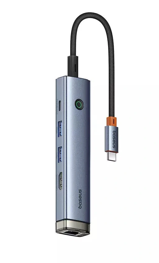 Хаб Baseus UltraJoy Series 5-Port HUB AIR (Type-C to HDMI4K@60Hz*1 + USB 3.0*2 + PD*1 + RJ45*1), (B00052801811-03). Фото 1