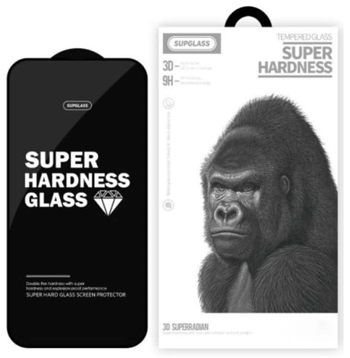 Защитное стекло SupGlass для iPhone 16e/14/13 Pro/13 Tempered Glass Super Hardness 3D XC-11, Чёрное. Фото 1