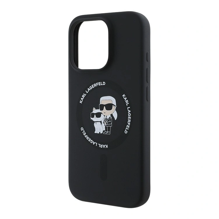 Накладка Lagerfeld для iPhone 16 Pro Max Liquid Silicone NFT Karl & Choupette Head Hard (MagSafe), Black (KLHMP16XSCMKCRHK). Фото 3