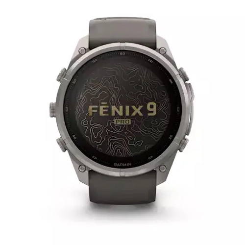 Умные часы Garmin Fenix 9 Pro 47MM, SOLAR, LTE, Titanium with pebble gray/silver gray silicone band. Фото 2