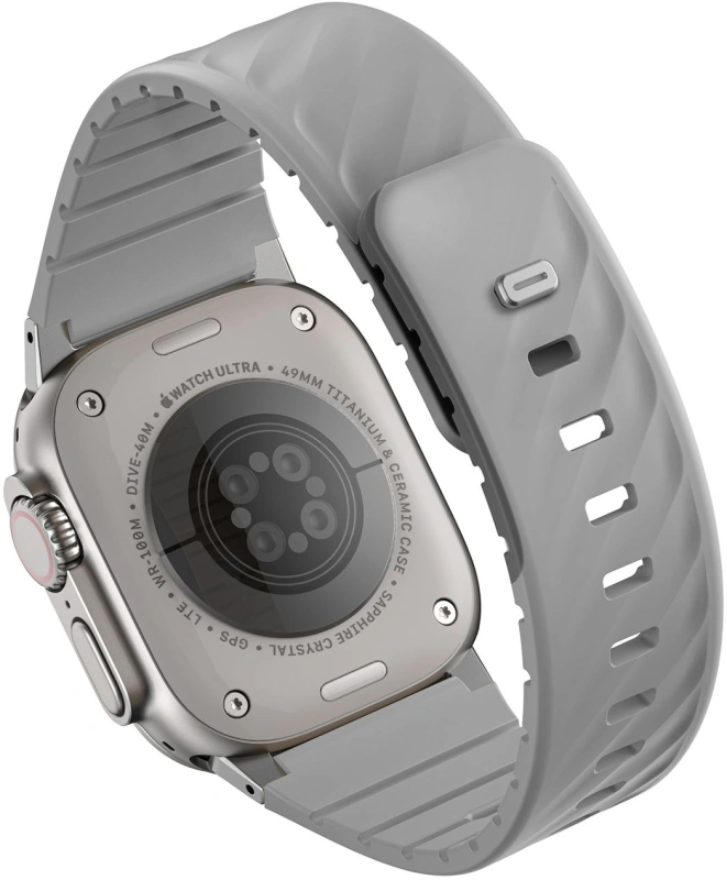 Ремешок Uniq FLUO Silicone Rubber для Apple Watch 44/45/49мм, Mist Grey (49-40MM-FLUOMGRY). Фото 2