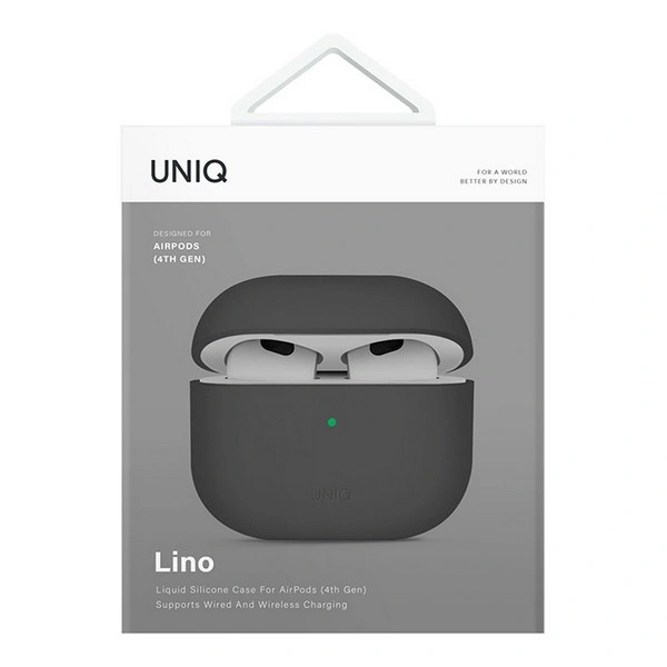 Чехол Uniq для наушников AirPods 4 LINO Liquid silicone, Grey (AIRPODS(2024)-LINOGRY). Фото 6