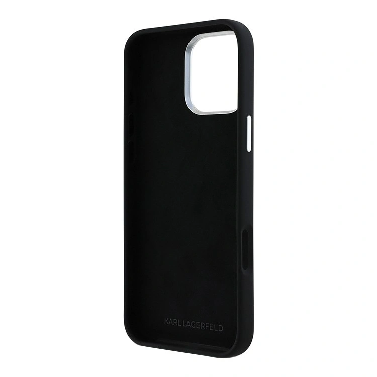 Накладка Lagerfeld для iPhone 16 Pro Max Liquid Silicone Metal Logo Initials Hard, Black (KLHCP16XSMCKLMCLK). Фото 5