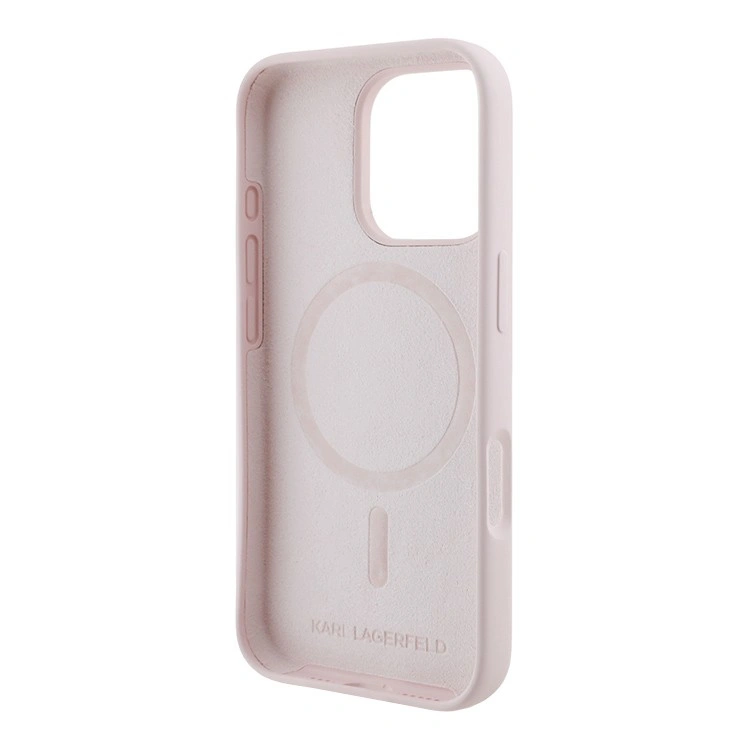 Накладка Lagerfeld для iPhone 16 Pro Max Liquid Silicone NFT Karl & Choupette Head Hard (MagSafe), Pink (KLHMP16XSCMKCRHP). Фото 4