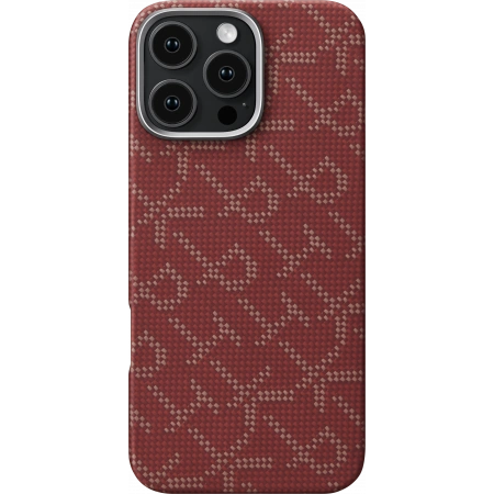 Накладка Pitaka для iPhone 16 Pro Max Monogram PTK Tactile Woven, Красно-золотой (KI1602PTKP). Фото 1