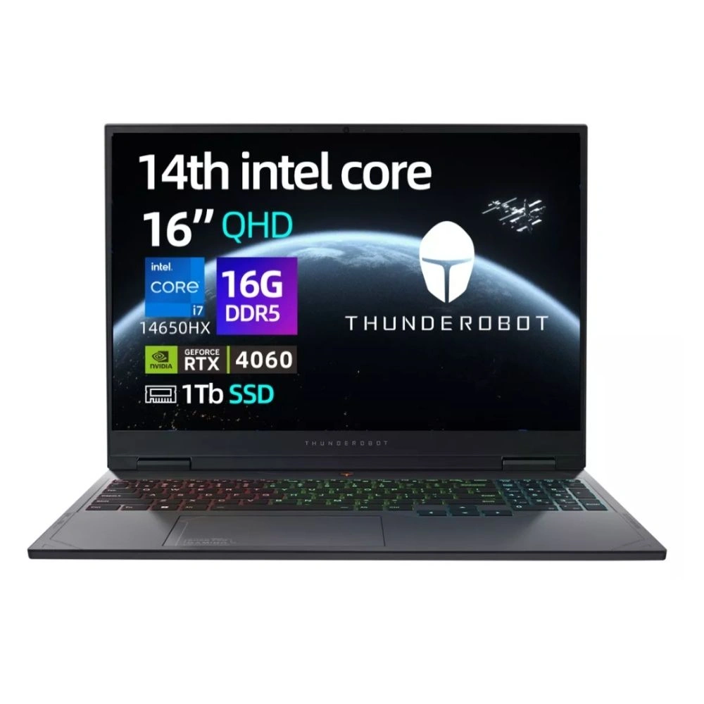 Ноутбук Thunderobot R16 Чёрный (16" Intel Core i7 14650HX, 16Гб, 512Гб SSD, Nvidia RTX 4060, Windows 11). Фото 1