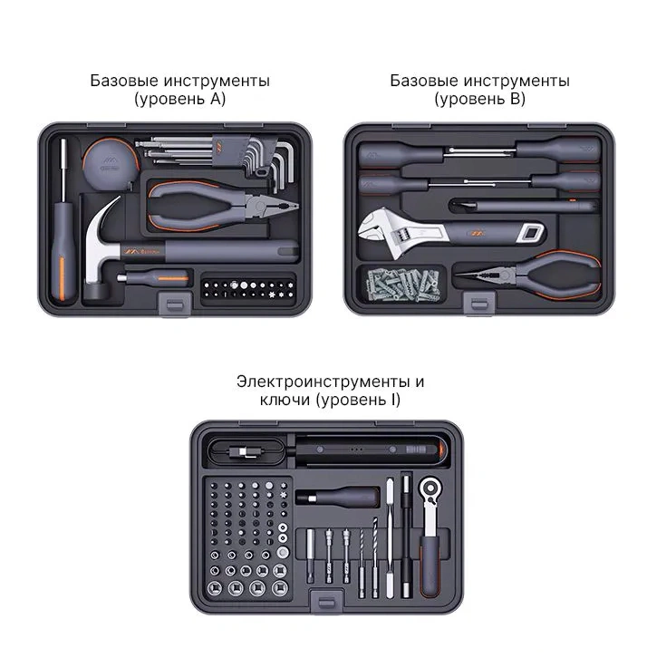 Набор инструментов JimiHome Multi-Function Repair Toolbox Set (X3-ABI), Серый. Фото 2