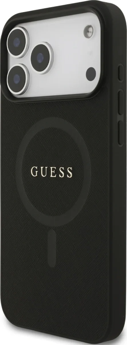 Накладка Guess для iPhone 17 Pro PU Saffiano with Classic metal logo (MagSafe), Hard Black (GUHMP17LPSAHMCK). Фото 2