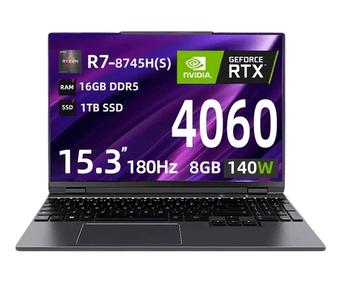 Ноутбук Mechrevo Dragon 15 Pro Чёрный (15.2" Ryzen 7 8745H, 16GB, 1TB SSD, RTX 4060, Windows 11). Фото 1