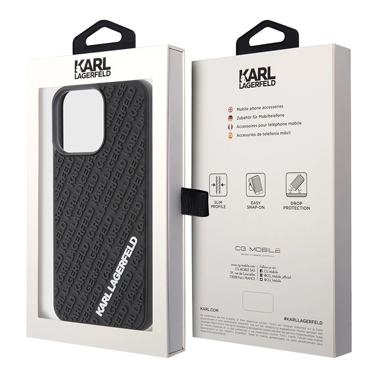 Накладка Lagerfeld для iPhone 15 Pro 3D Rubber Multi Logo Hard, Black (KLHCP15L3DMKRLK). Фото 5