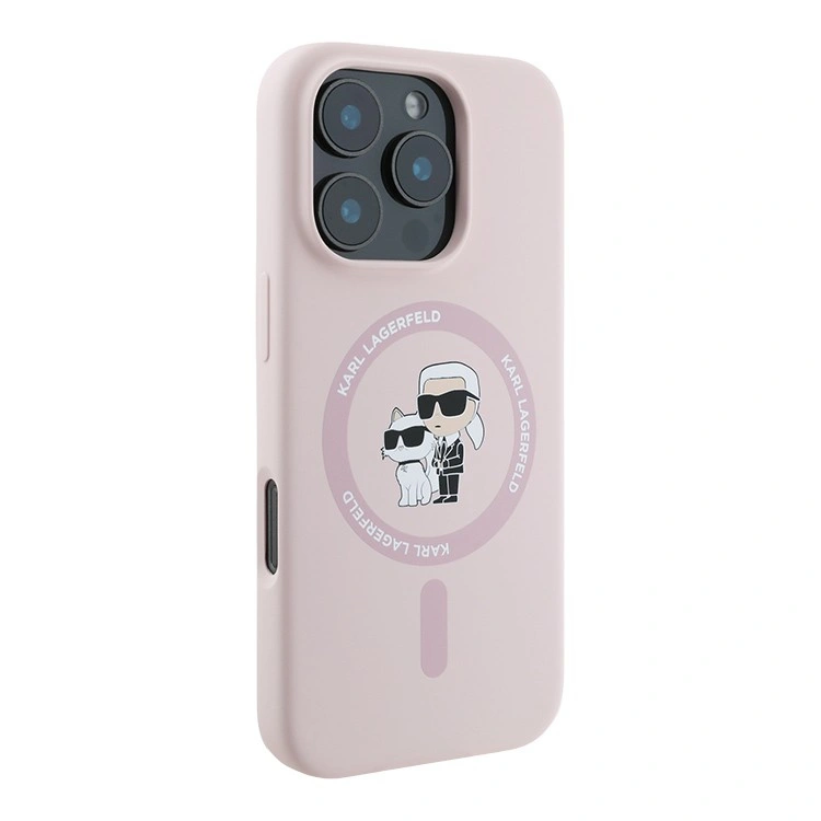 Накладка Lagerfeld для iPhone 16 Pro Max Liquid Silicone NFT Karl & Choupette Head Hard (MagSafe), Pink (KLHMP16XSCMKCRHP). Фото 2