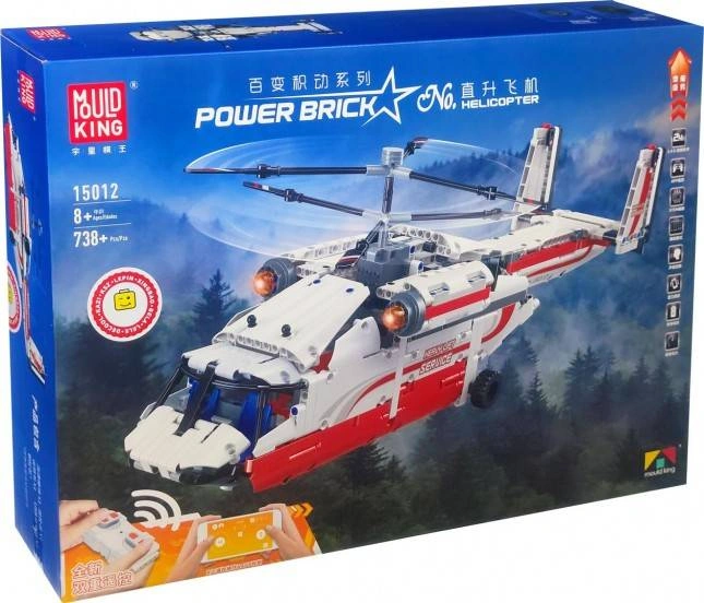 Конструктор Mould King Power Brick 15012. Грузовой вертолёт, 738 деталей , пульт ДУ, двигатель. Фото 4