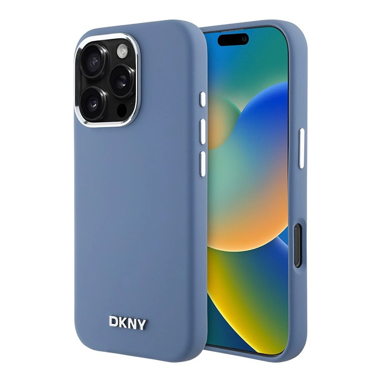 Накладка DKNY для iPhone 16 Pro Max Liquid Silicone Metal logo and Camera frame Hard (MagSafe), Blue (DKHMP16XSMCHLB). Фото 1