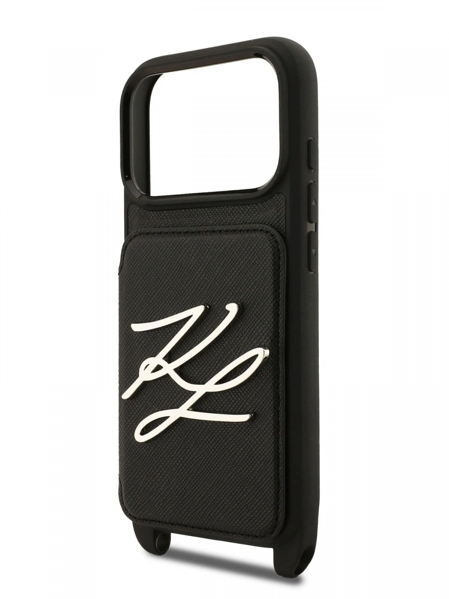 Накладка Lagerfeld для iPhone 17 Pro Max Crossbody cardslot PU Saffiano Autograph Hard, Black (KLHCP17XSAKLCK). Фото 7