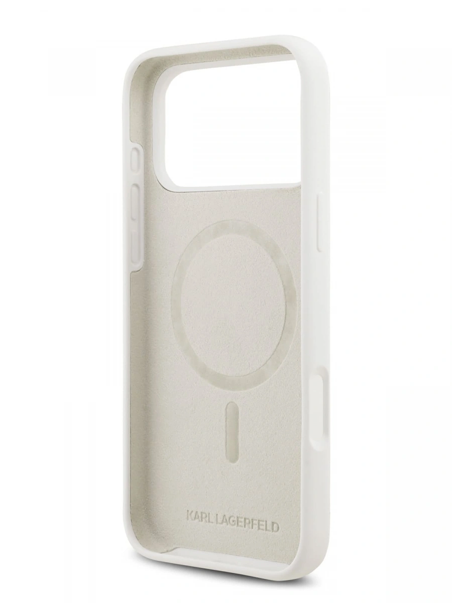 Накладка Lagerfeld для iPhone 17 Pro Liquid Silicone Hearts (MagSafe), Белая (KLHMP17LSMHBKSOH). Фото 7