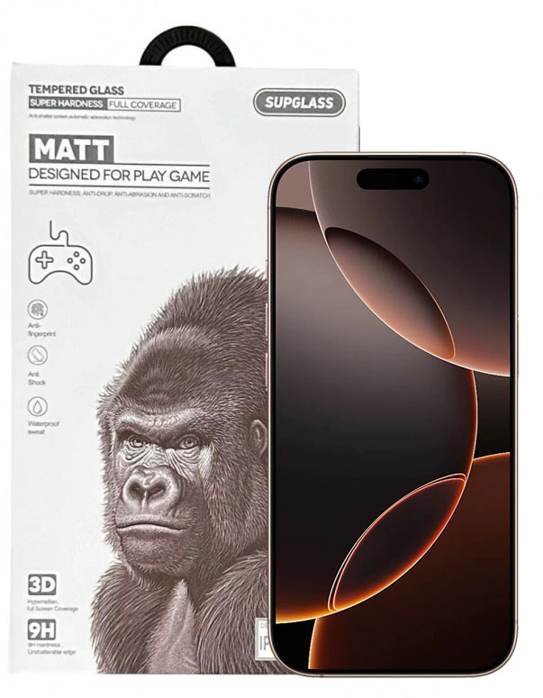 Защитное стекло SupGlass для iPhone 16 Pro Max Tempered Glass Super Hardness 3D XC-13 (Matt), Чёрное. Фото 1