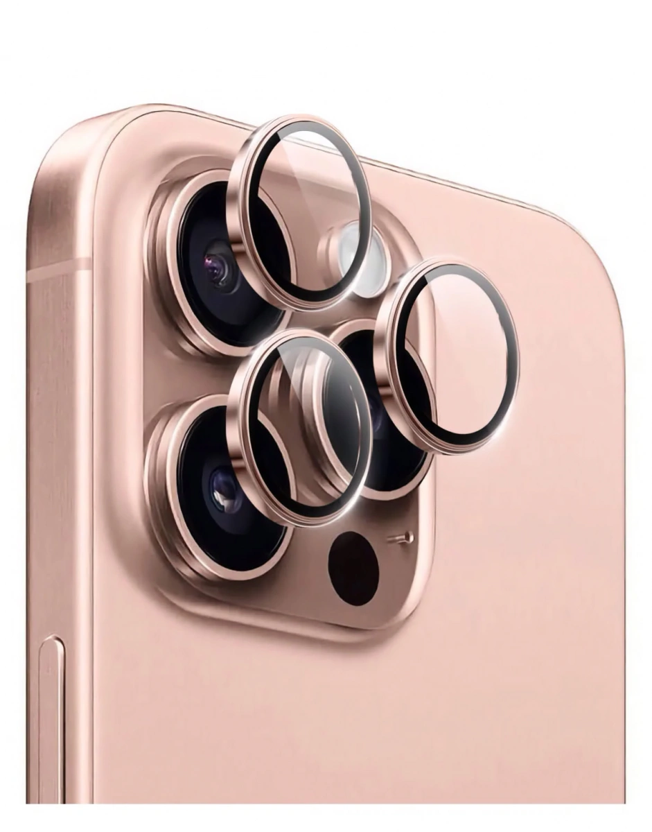 Защитное стекло на камеру Wiwu Dual Color Lens Guard для iPhone 16 Pro/16 Pro Max, Rose Gold. Фото 1