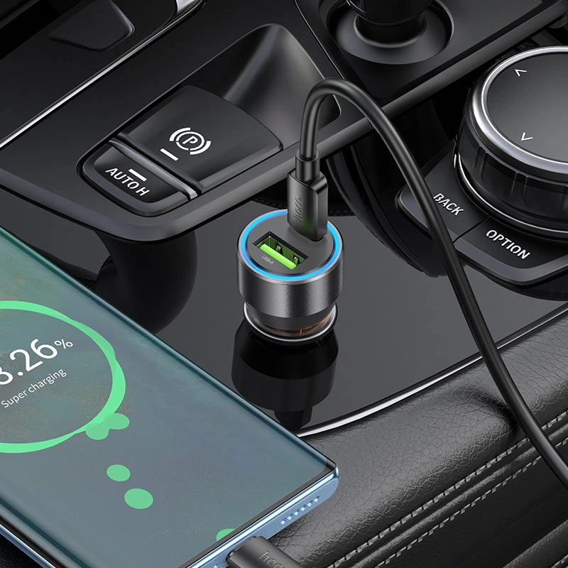 Автомобильное зарядное устройство Hoco NZ12A Action PD43W, Black. Фото 3