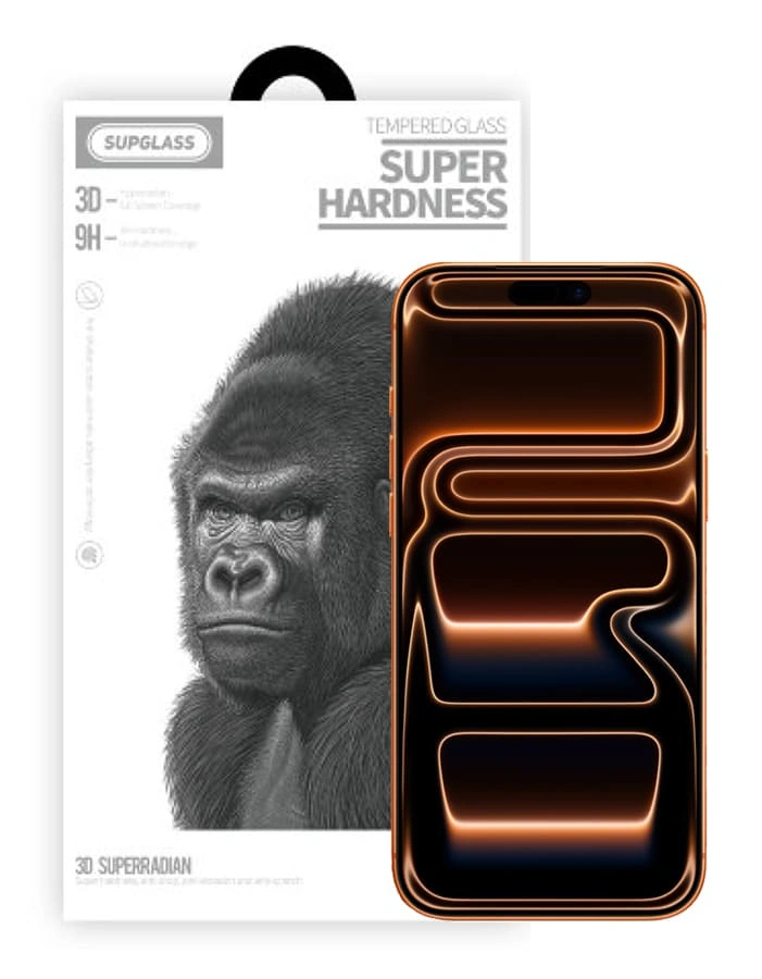 Защитное стекло SupGlass для iPhone 17 Pro Tempered Glass Super Hardness 3D SG-11, Чёрное. Фото 1