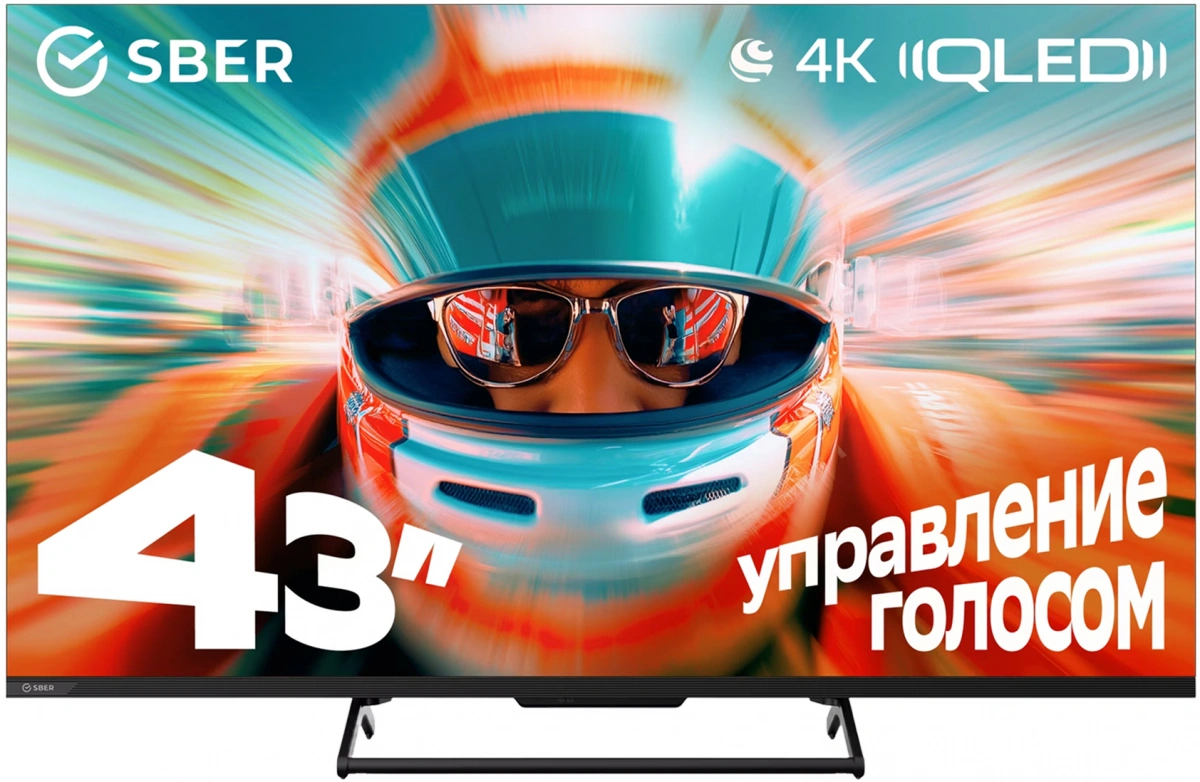Телевизор Sber 43" Салют ТВ QLED 4K 2026, Чёрный (SDF-43UQ7000MBA). Фото 1