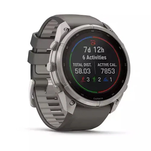 Умные часы Garmin Fenix 9 Pro 47MM, SOLAR, LTE, Titanium with pebble gray/silver gray silicone band. Фото 4