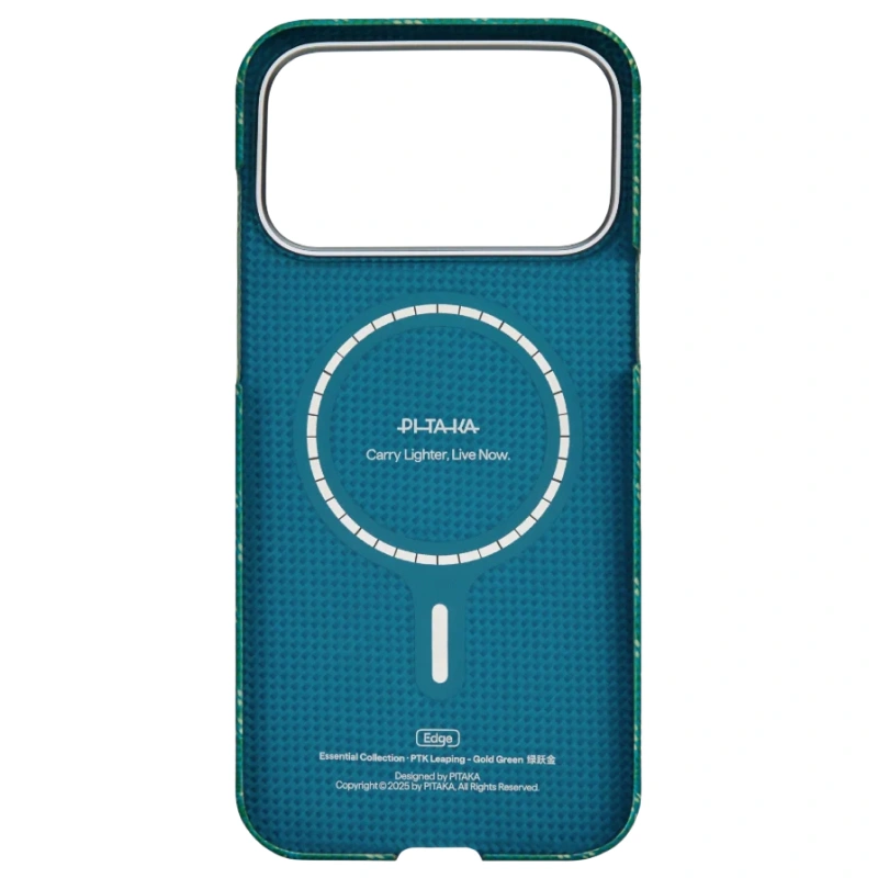 Накладка Pitaka PTK Leaping для iPhone 17 Pro Max, Gold/Green (KI1701PTKP). Фото 3