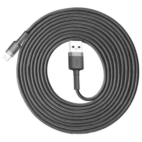 Кабель Baseus Cafule Cable USB To Lightning 2A 3m, Серо-черный (CALKLF-RG1-2A). Фото 1