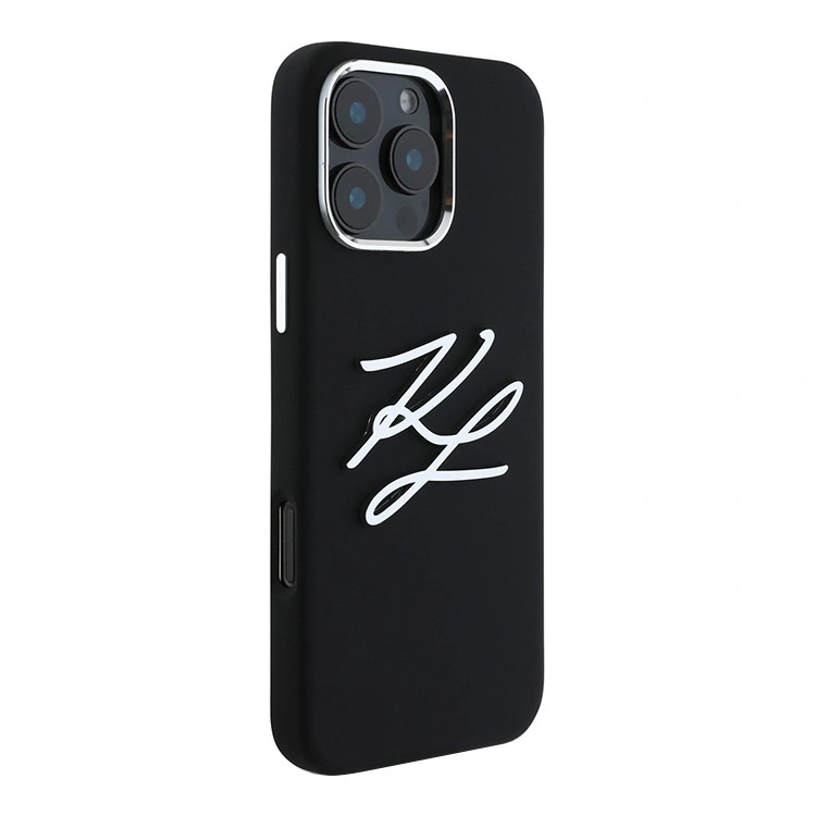 Накладка Lagerfeld для iPhone 16 Pro Max Liquid Silicone Metal Logo Initials Hard, Black (KLHCP16XSMCKLMCLK). Фото 3