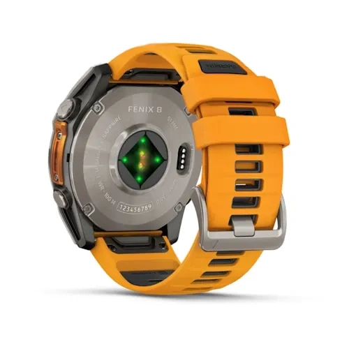 Умные часы Garmin Fenix 8 51mm, Sapphire, Titanium with Spark Orange/Graphite Silicone Band. Фото 6