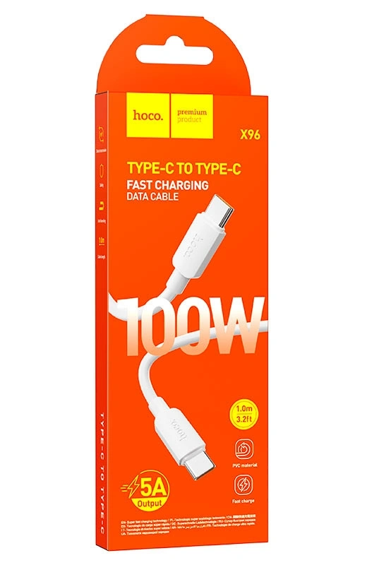 Кабель Hoco X96 Hyper PD60W Type-C - Type-C 1м, Белый. Фото 4